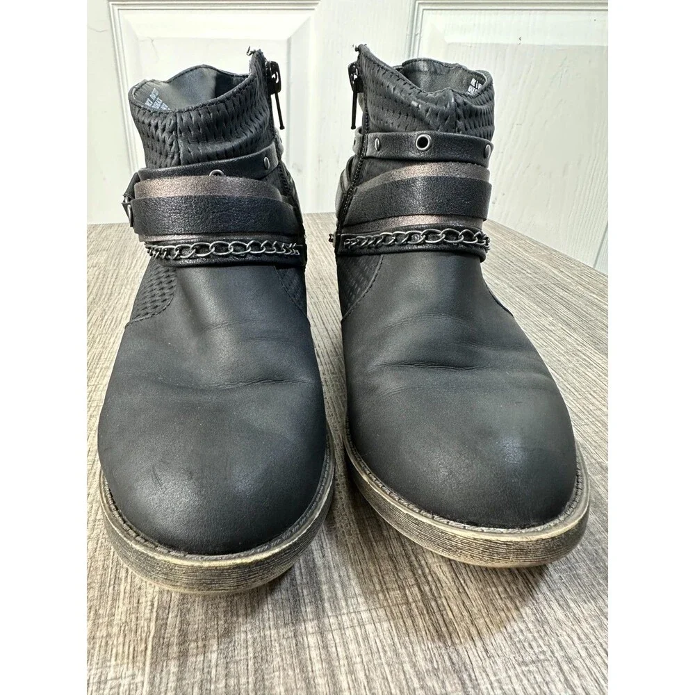 Kohls RedBud Ankle Boot Womens 6 Medium Black Faux Leather Biker Rock Goth Rebel